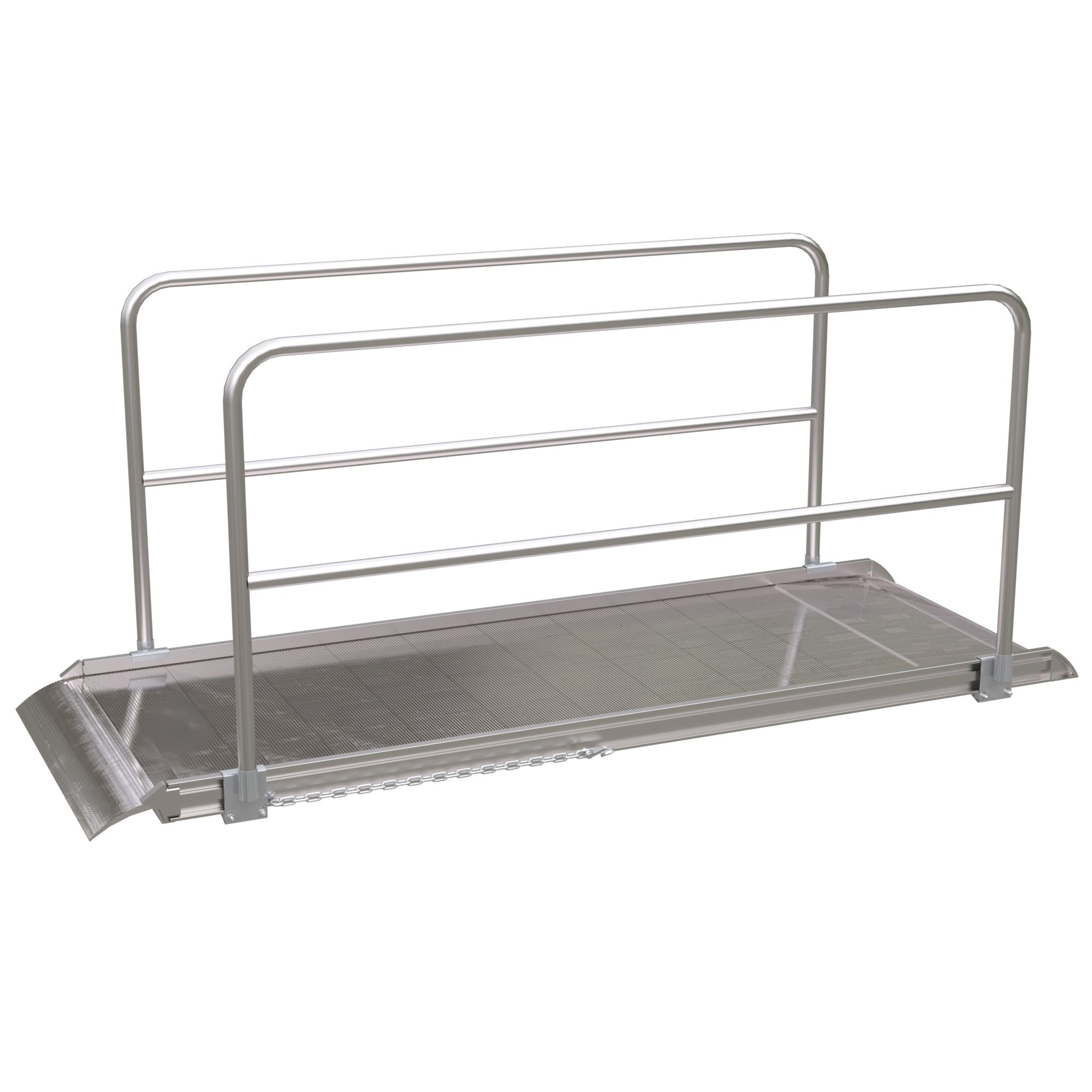 Vestil 108in. Walk Ramp w/Handrails, Aluminum, 2500lb. Capacity, Model# AWR-38-9A-HR